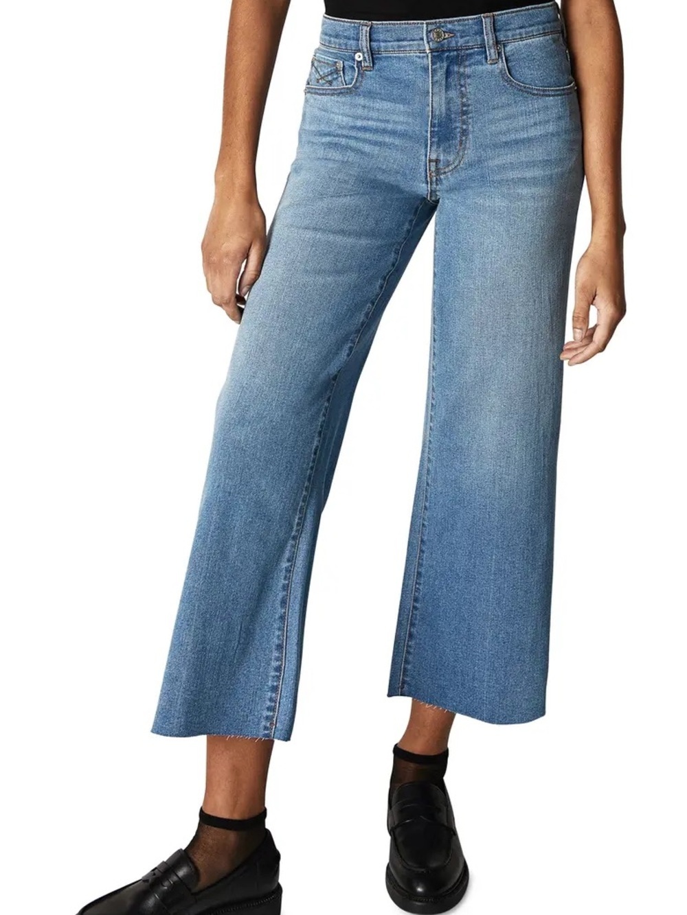 Unpublished Greta High Waist Wide Leg Crop Jeans in Bend